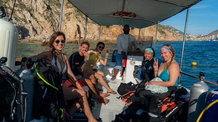 group of divers on a boat