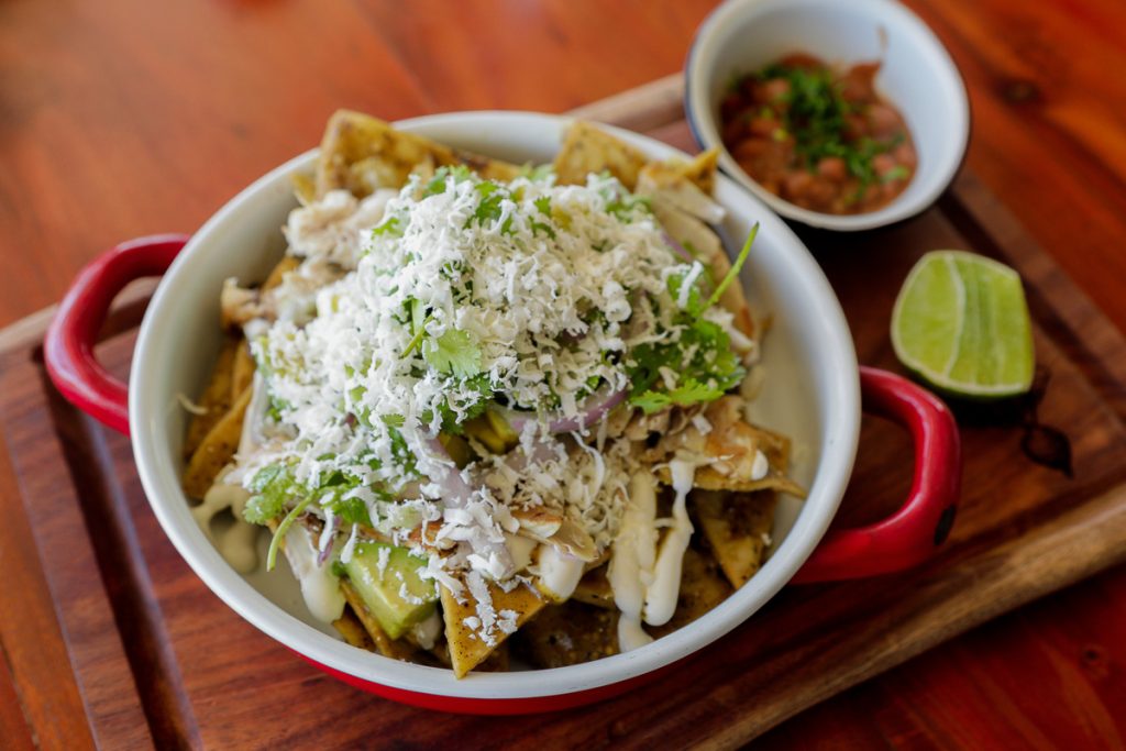 Traditional mexican food. Mexican chilaquiles. Cabo San Lucas, Mexico.