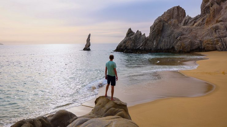 View from the beach of Neptune Finger dive site - Cabo san lucas, mexico